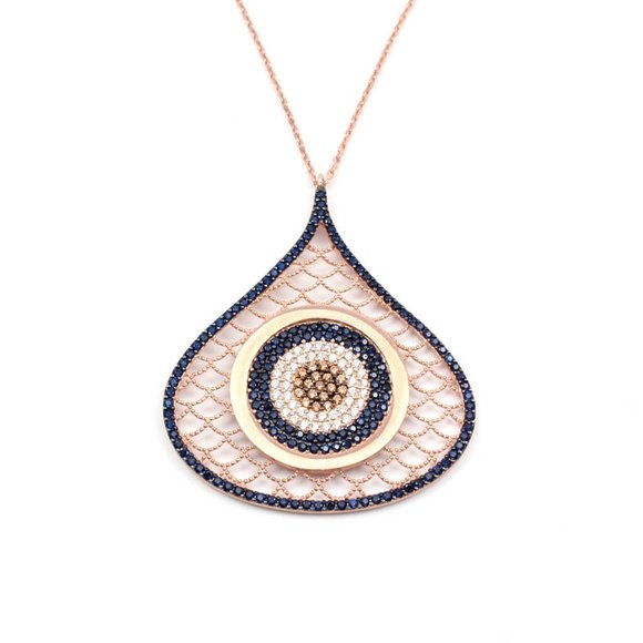 WATER DROP FILIGREE DESIGN 925 SILVER NECKLACE - Picture 2 of 3